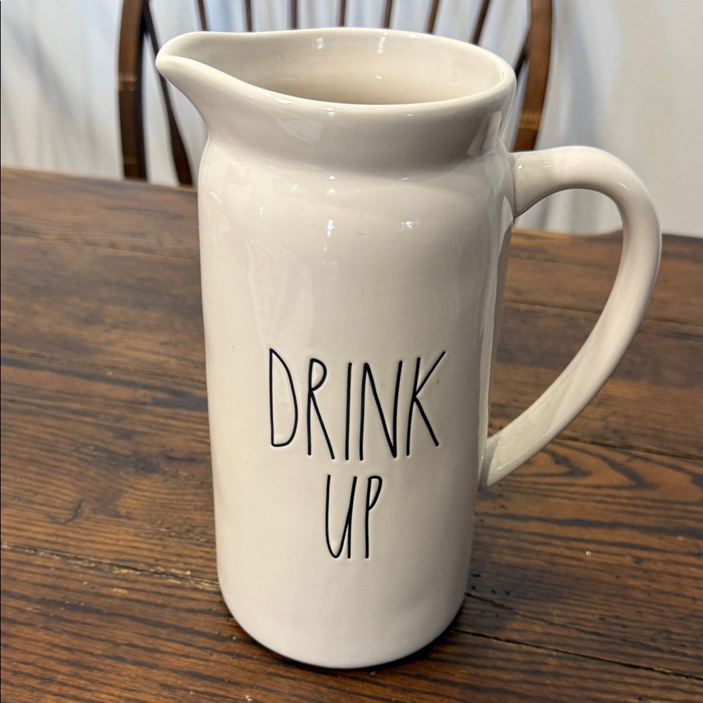 Rae Dunn Cream 'Drink Up' Ceramic Jug